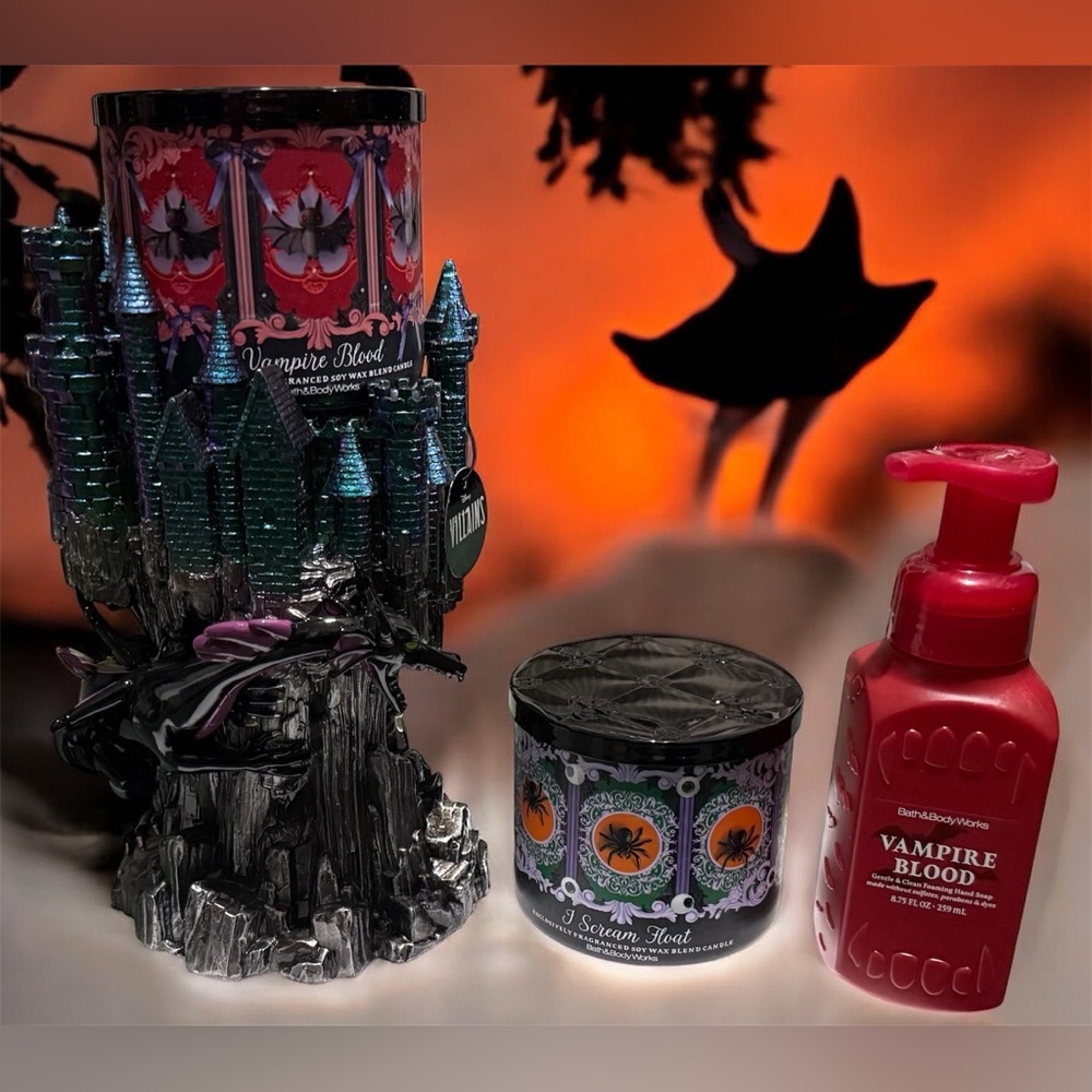 BBW Bundle π Maleficent Dragon Castle Candle Holder w/ Candles & Soap Disney - Picture 2 of 16